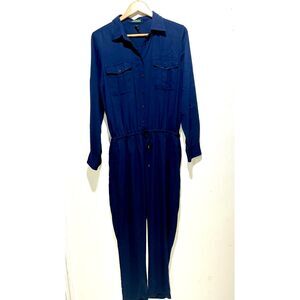 Lauren ralph lauren pant suit blue gold buttons pocket timeless staple women 14